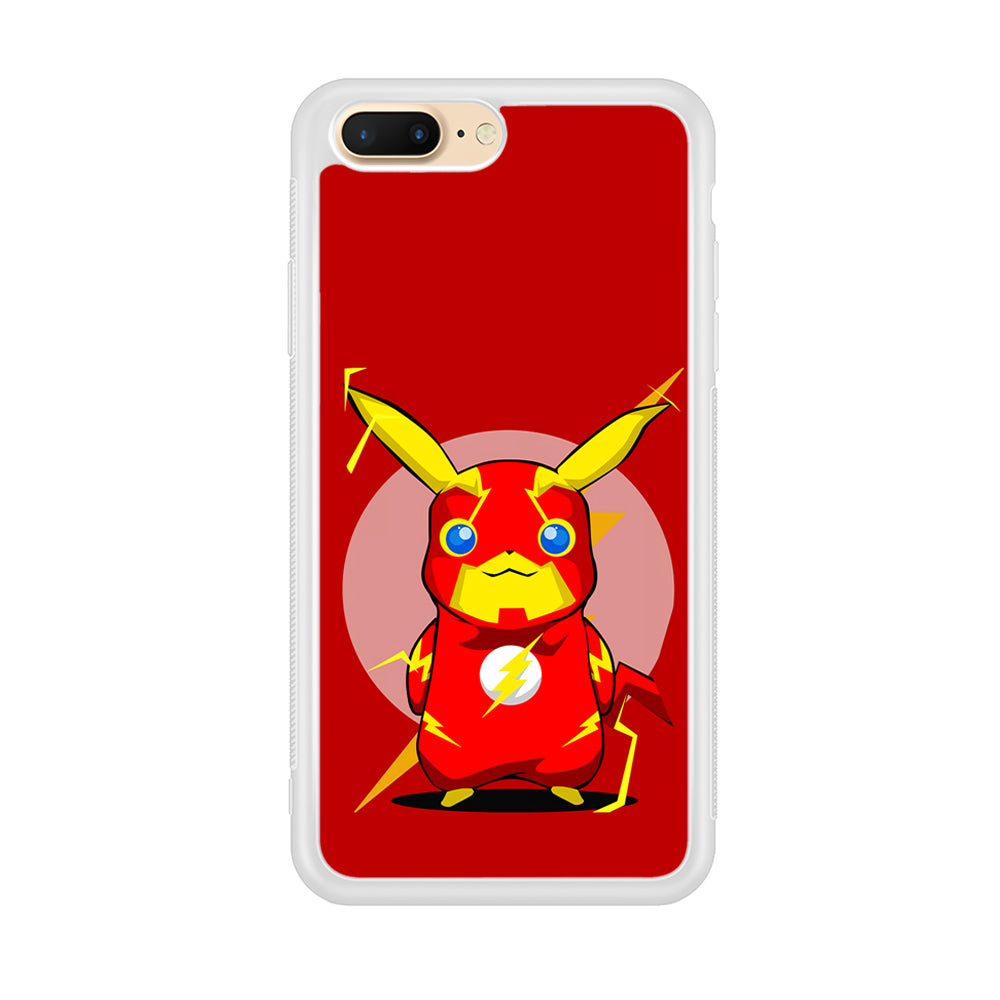 Pikachu in The Flash's Costume iPhone 8 Plus Case-Phone Case-Rubber White (2D Case)-Altracase