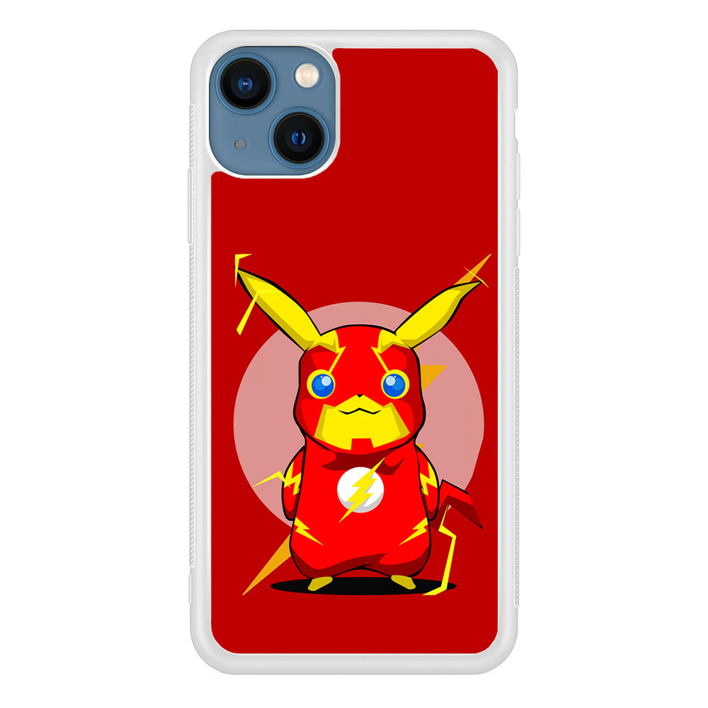 Pikachu in The Flash's Costume iPhone 13 Mini Case-Phone Case-Rubber White (2D Case)-Altracase