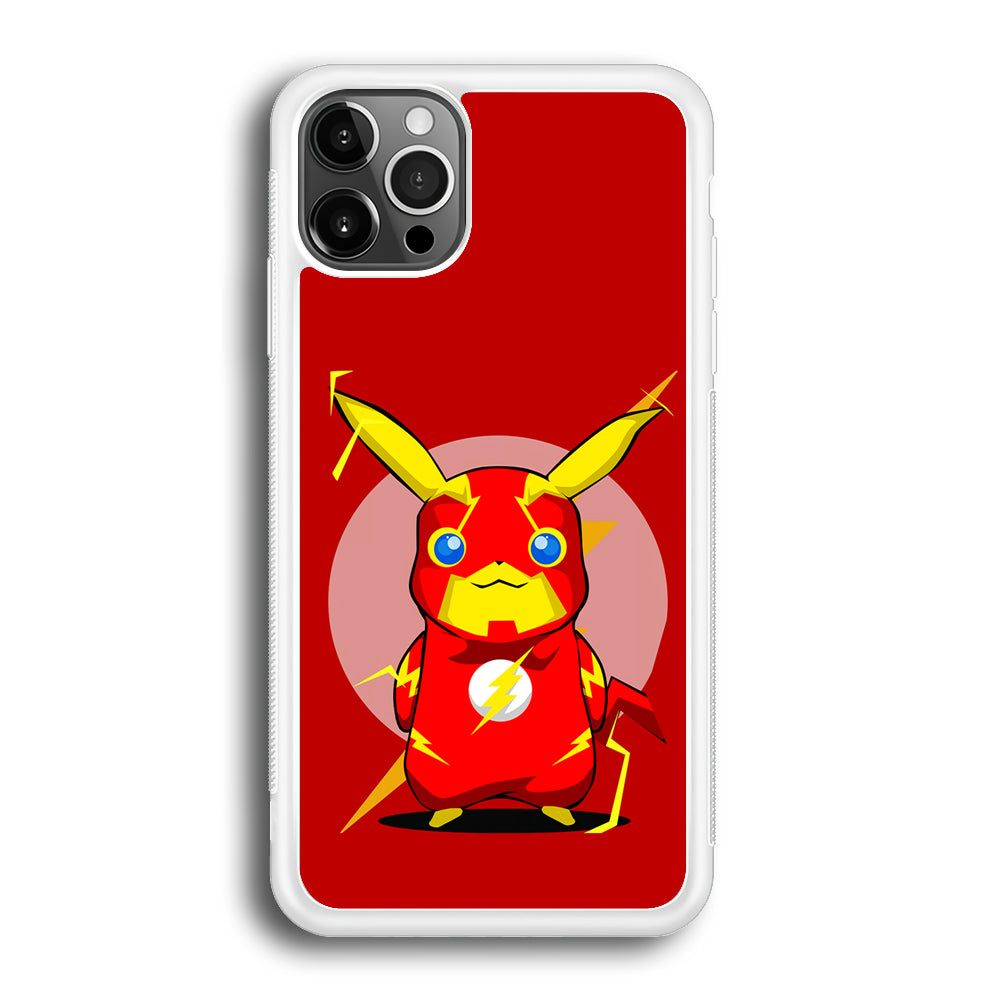 Pikachu in The Flash's Costume iPhone 12 Pro Max Case-Phone Case-Rubber White (2D Case)-Altracase