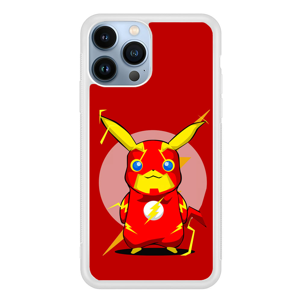 Pikachu in The Flash's Costume iPhone 15 Pro Max Case-Phone Case-Rubber White (2D Case)-Altracase