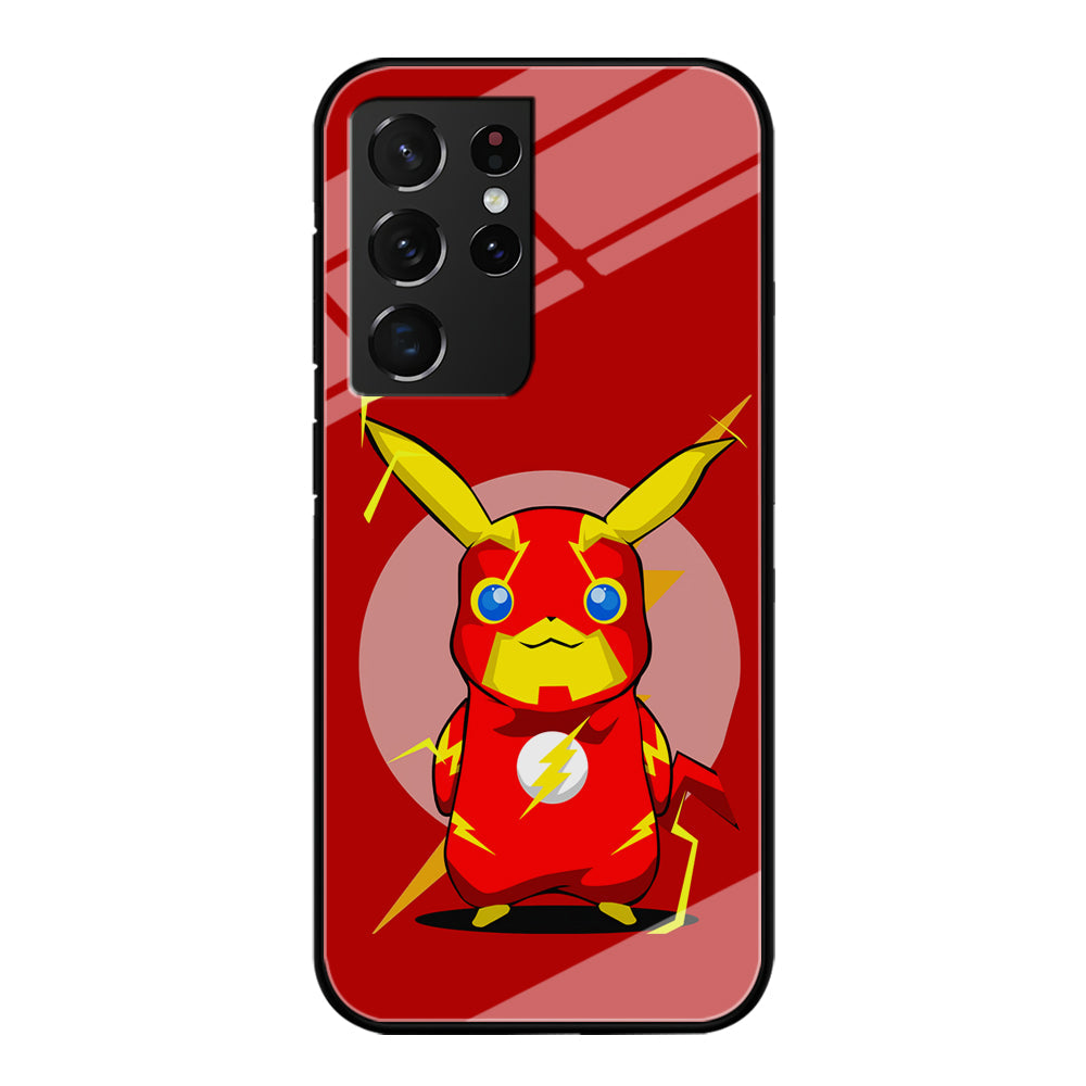 Pikachu in The Flash's Costume Samsung Galaxy S22 Ultra Case-Phone Case-Tempered Glass Case-Altracase