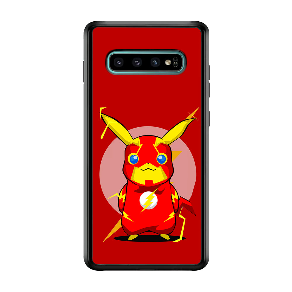 Pikachu in The Flash's Costume Samsung Galaxy S10 Case-Phone Case-Rubber Black (2D Case)-Altracase