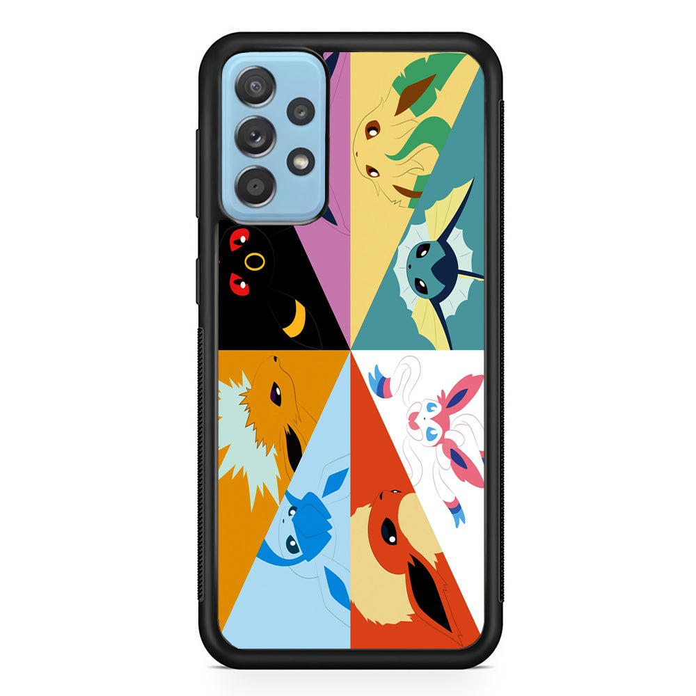 Pokemon Eevee Evolutions Samsung Galaxy A72 Case-Phone Case-Rubber Black (2D Case)-Altracase