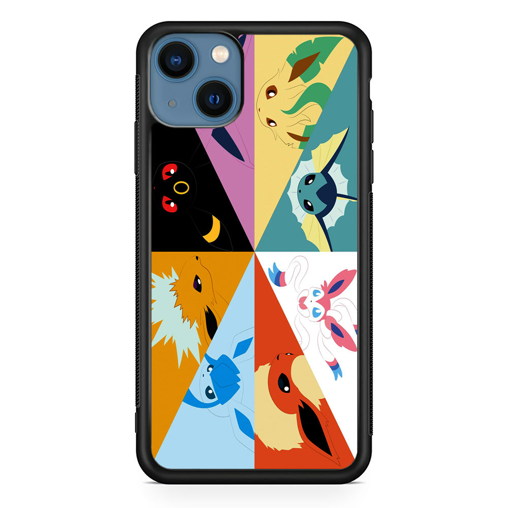 Pokemon Eevee Evolutions iPhone 13 Mini Case-Phone Case-Rubber Black (2D Case)-Altracase