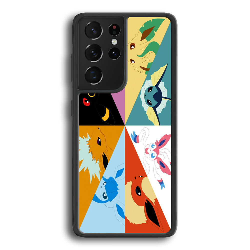 Pokemon Eevee Evolutions Samsung Galaxy S25 Ultra Case-Phone Case-Rubber Black (2D Case)-Altracase