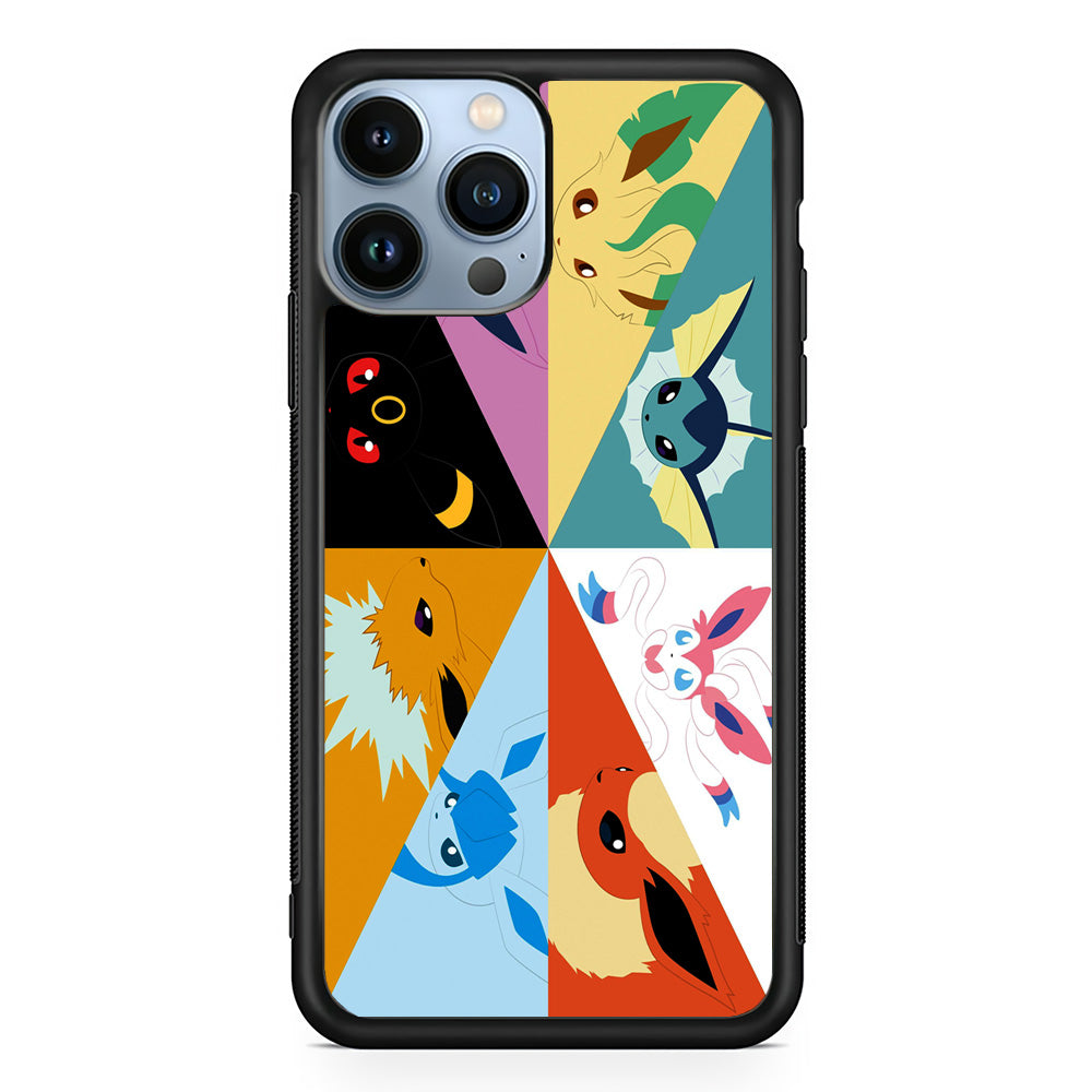 Pokemon Eevee Evolutions iPhone 15 Pro Case-Phone Case-Rubber Black (2D Case)-Altracase