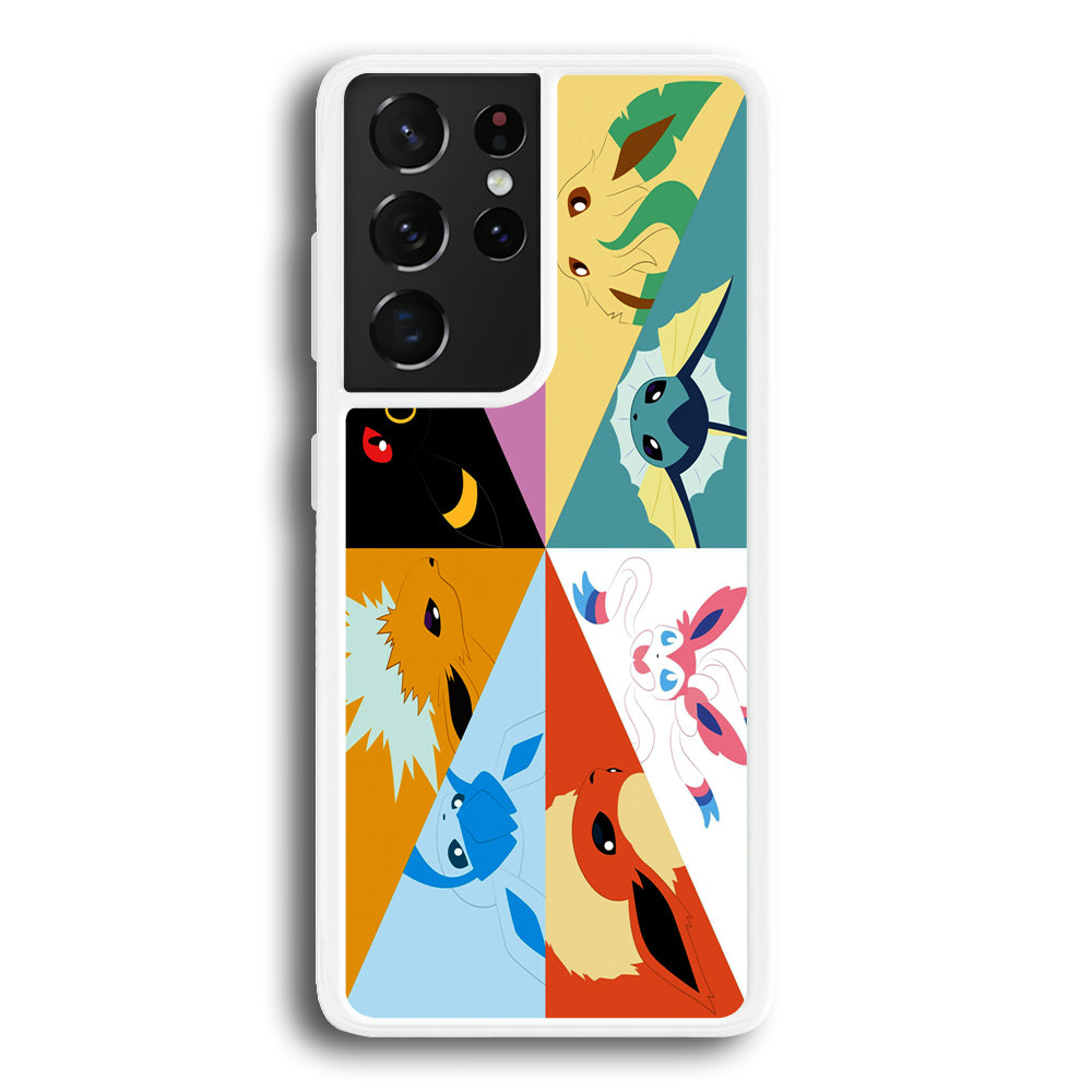 Pokemon Eevee Evolutions Samsung Galaxy S24 Ultra Case-Phone Case-Rubber White (2D Case)-Altracase