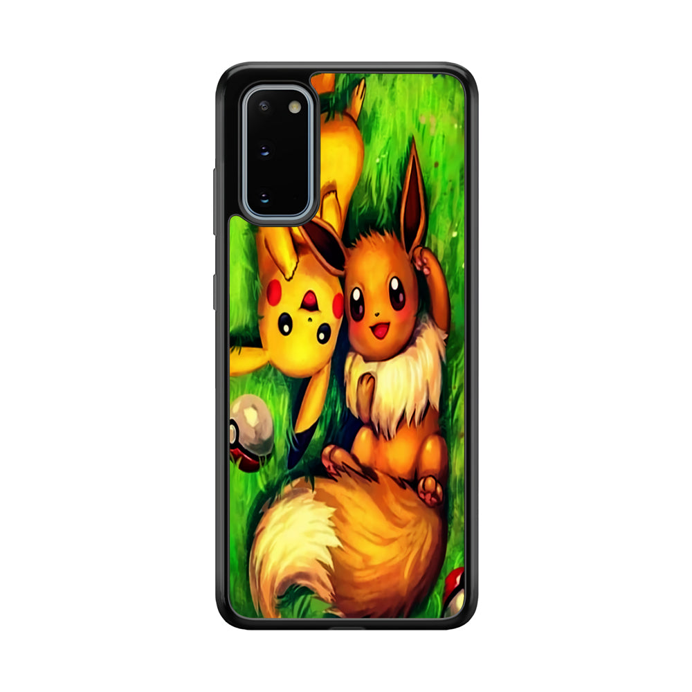 Pokemon Eevee and Pikachu Samsung Galaxy S20 Case-Phone Case-Tempered Glass Case-Altracase