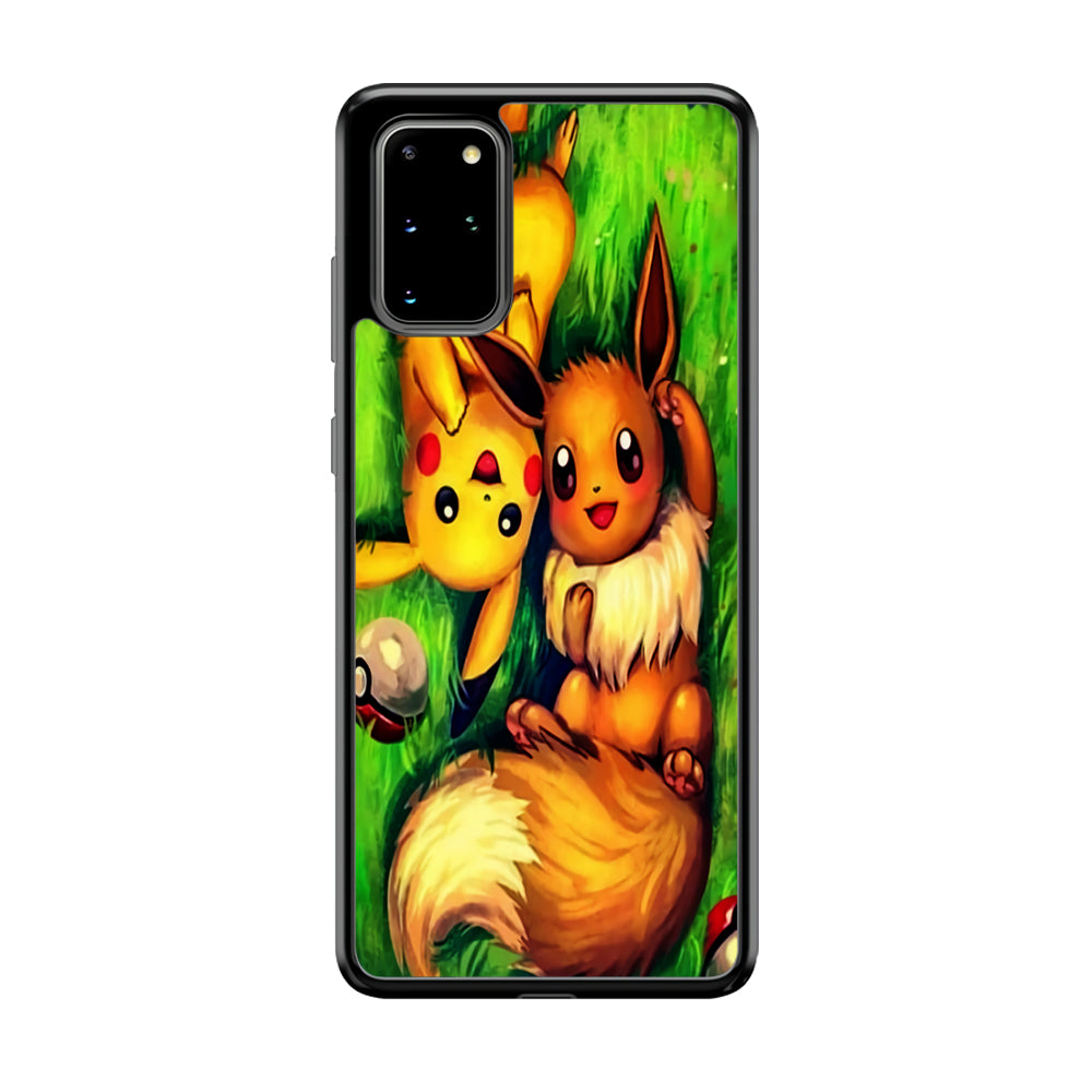 Pokemon Eevee and Pikachu Samsung Galaxy S20 Plus Case-Phone Case-Tempered Glass Case-Altracase