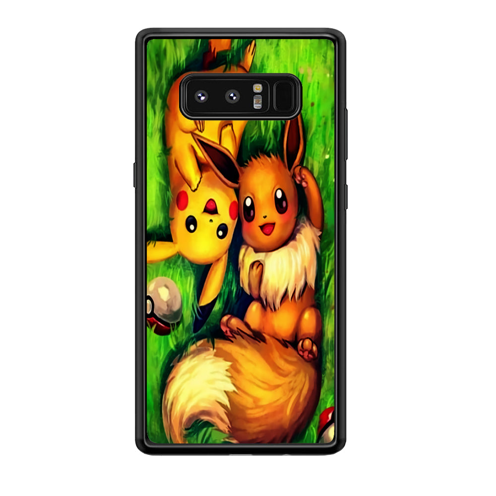 Pokemon Eevee and Pikachu Samsung Galaxy Note 8 Case-Phone Case-Tempered Glass Case-Altracase