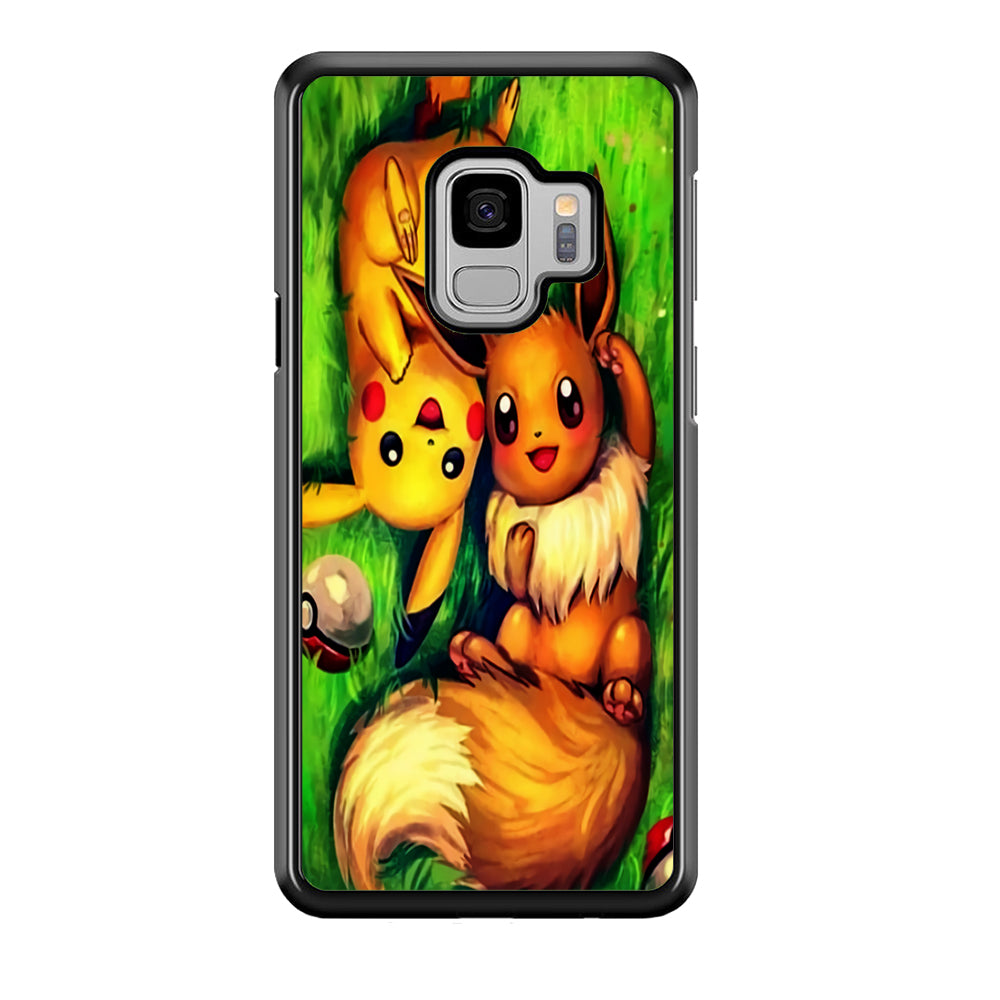 Pokemon Eevee and Pikachu Samsung Galaxy S9 Case-Phone Case-Tempered Glass Case-Altracase