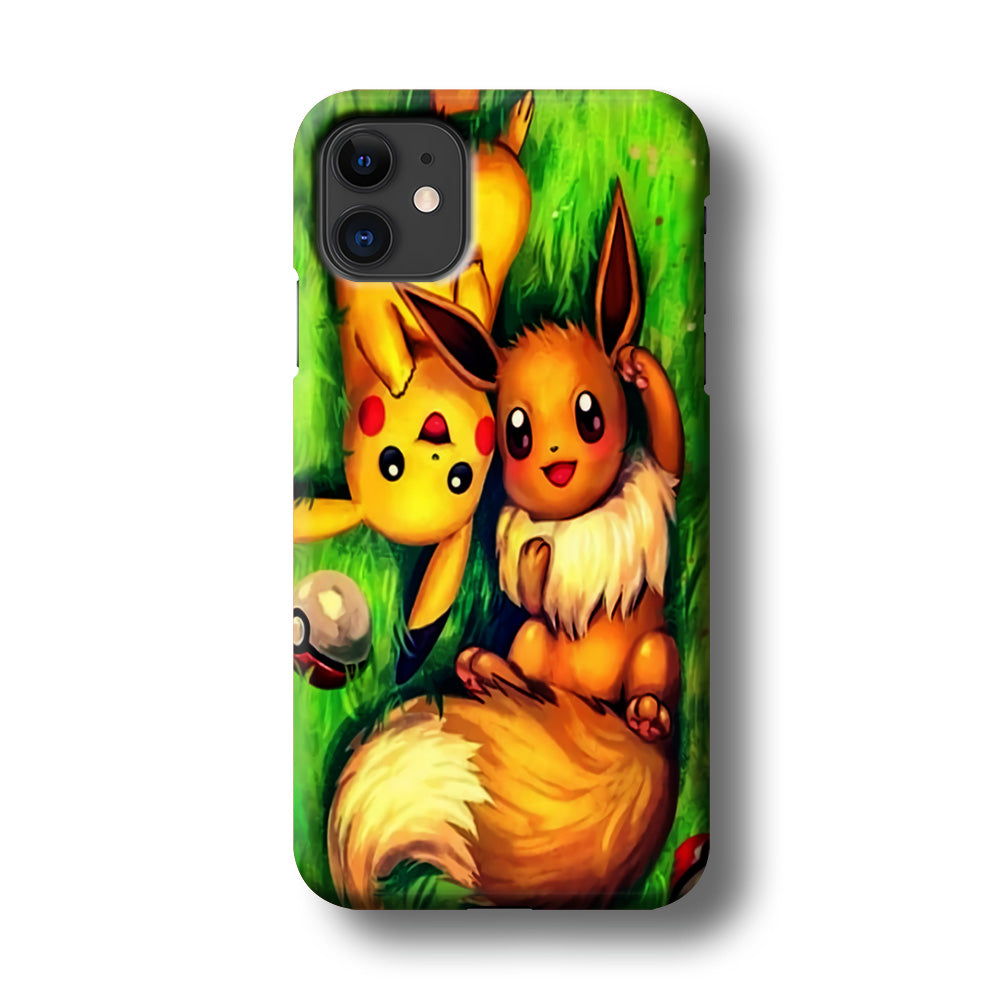 Pokemon Eevee and Pikachu iPhone 11 Case-Phone Case-3D Case-Altracase