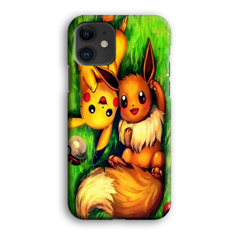 Pokemon Eevee and Pikachu iPhone 12 Mini Case-Phone Case-3D Case-Altracase