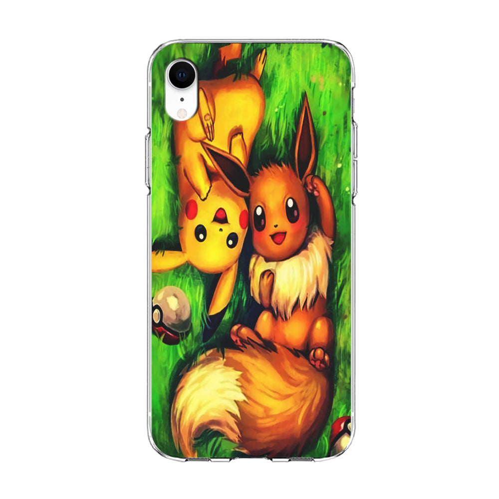 Pokemon Eevee and Pikachu iPhone XR Case-Phone Case-Clear Soft Case-Altracase