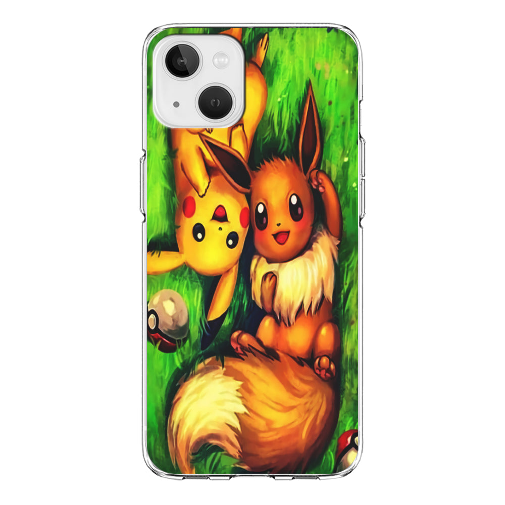 Pokemon Eevee and Pikachu iPhone 13 Case-Phone Case-Clear Soft Case-Altracase