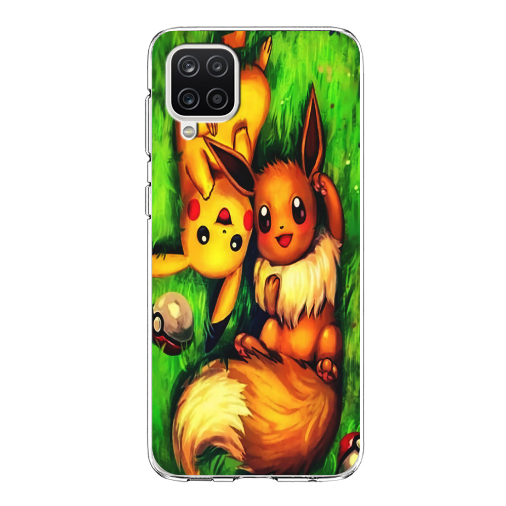 Pokemon Eevee and Pikachu Samsung Galaxy A12 Case-Phone Case-Clear Soft Case-Altracase
