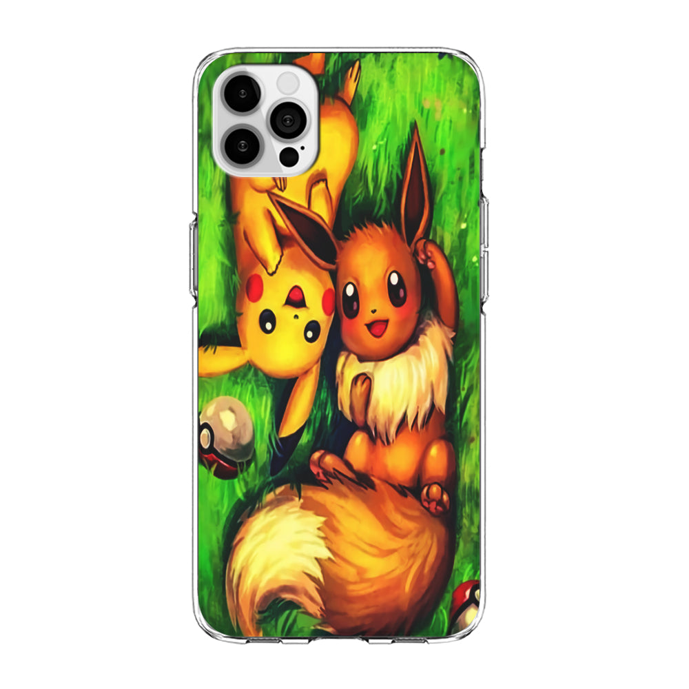 Pokemon Eevee and Pikachu iPhone 15 Pro Case-Phone Case-Clear Soft Case-Altracase
