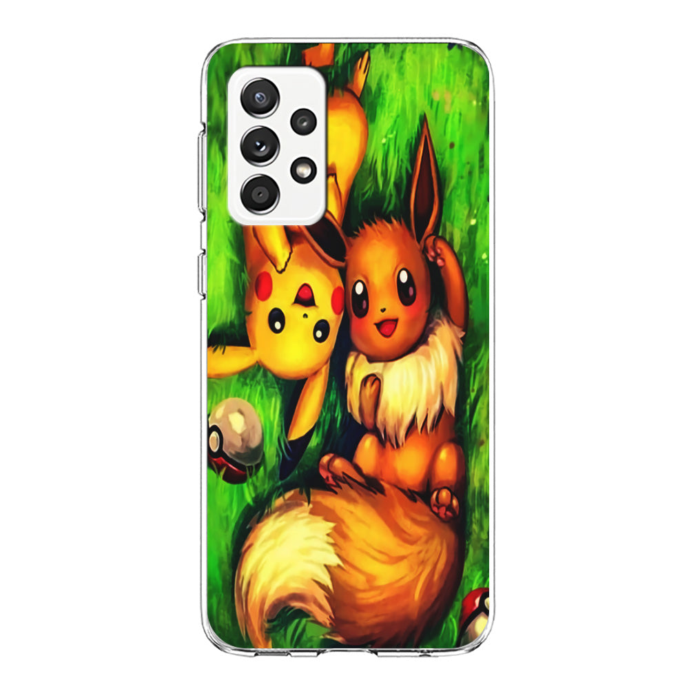 Pokemon Eevee and Pikachu Samsung Galaxy A72 Case-Phone Case-Clear Soft Case-Altracase