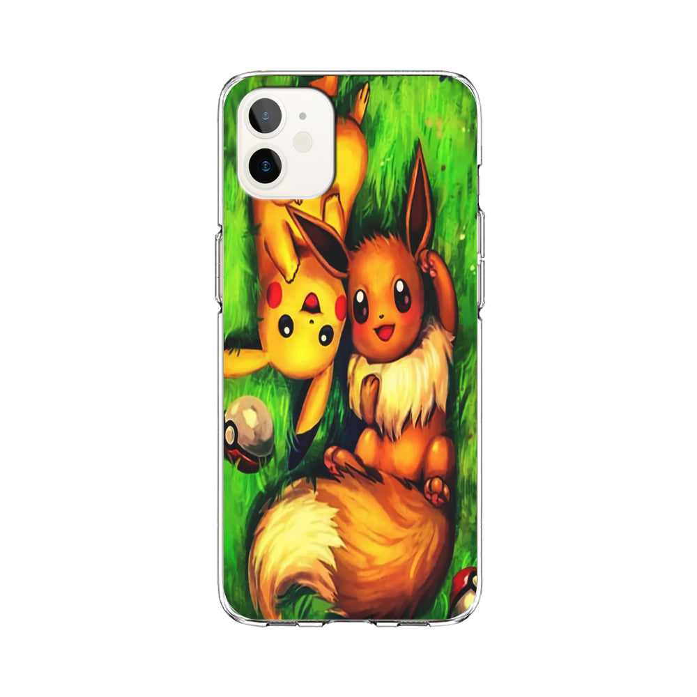 Pokemon Eevee and Pikachu iPhone 12 Mini Case-Phone Case-Clear Soft Case-Altracase
