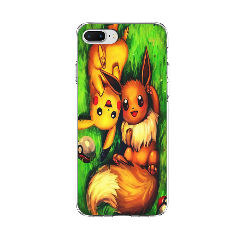 Pokemon Eevee and Pikachu iPhone 8 Plus Case-Phone Case-Clear Soft Case-Altracase