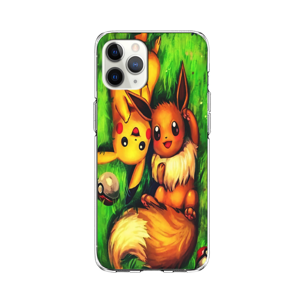 Pokemon Eevee and Pikachu iPhone 11 Pro Case-Phone Case-Clear Soft Case-Altracase