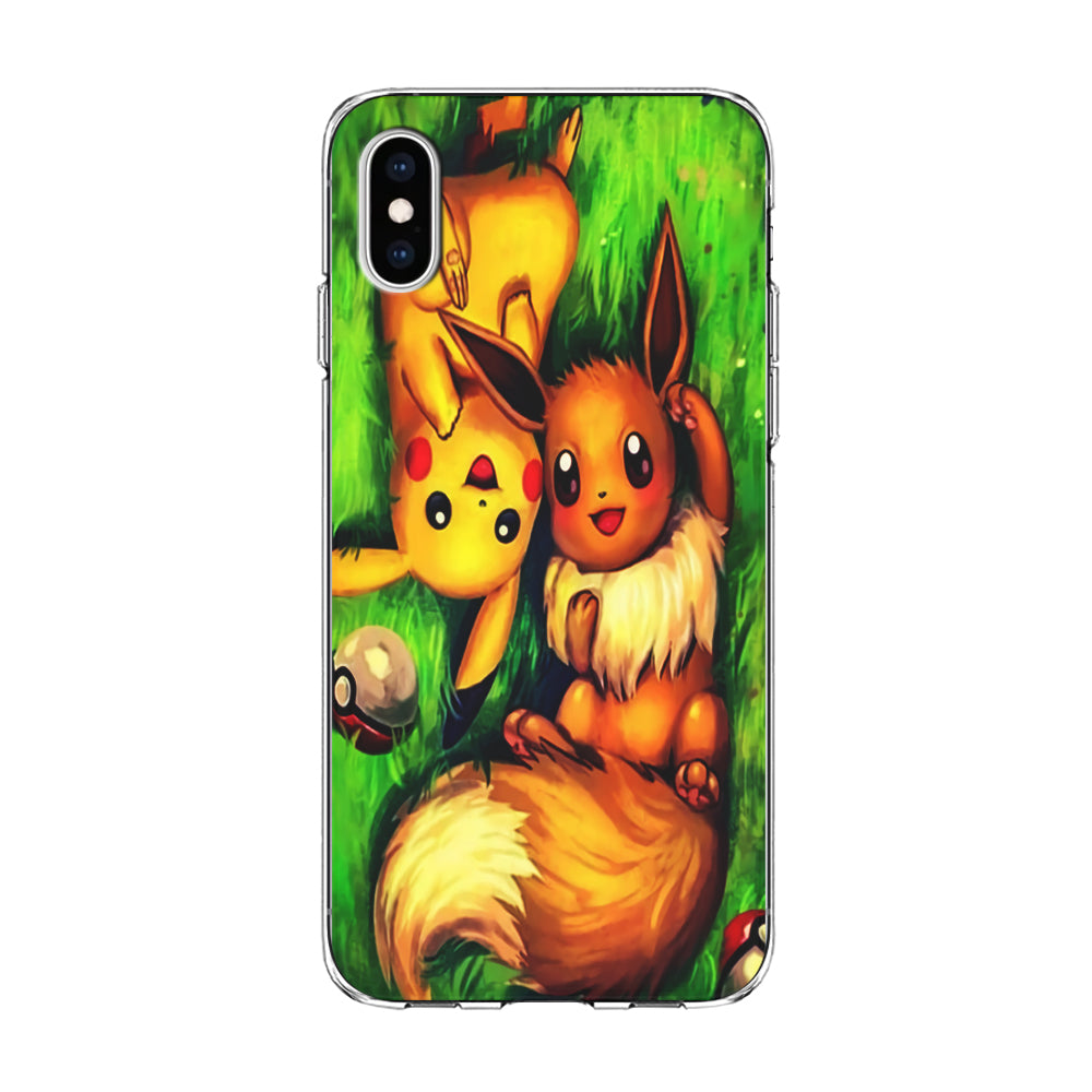 Pokemon Eevee and Pikachu iPhone Xs Case-Phone Case-Clear Soft Case-Altracase