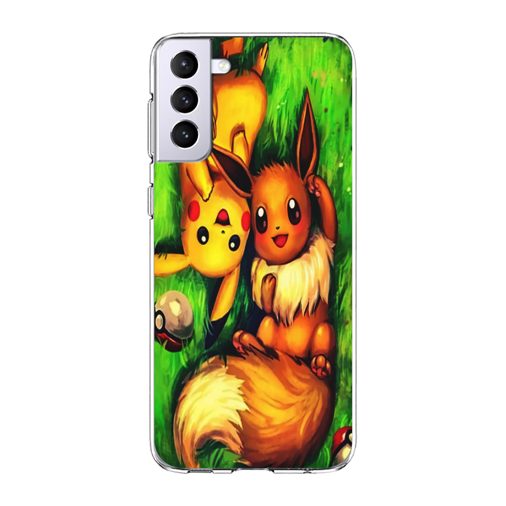 Pokemon Eevee and Pikachu Samsung Galaxy S23 Plus Case-Phone Case-Clear Soft Case-Altracase