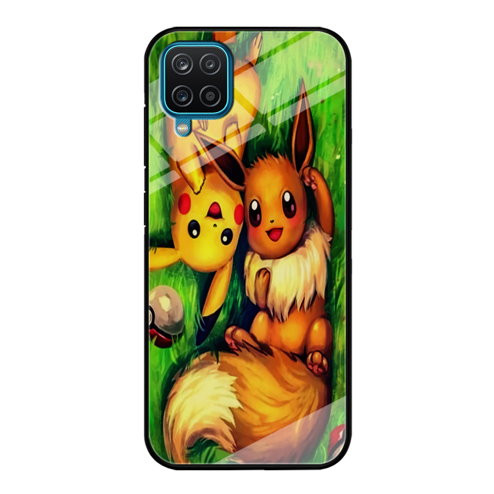 Pokemon Eevee and Pikachu Samsung Galaxy A12 Case-Phone Case-Tempered Glass Case-Altracase