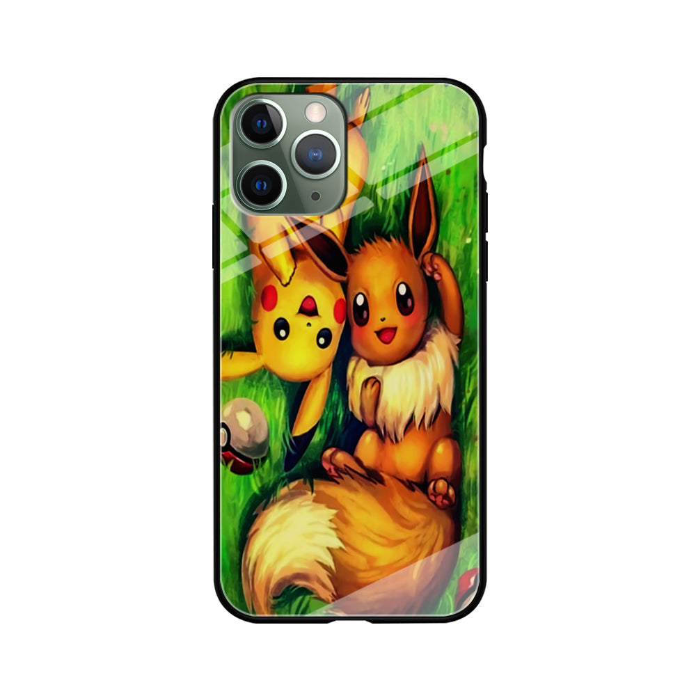 Pokemon Eevee and Pikachu iPhone 11 Pro Max Case-Phone Case-Tempered Glass Case-Altracase