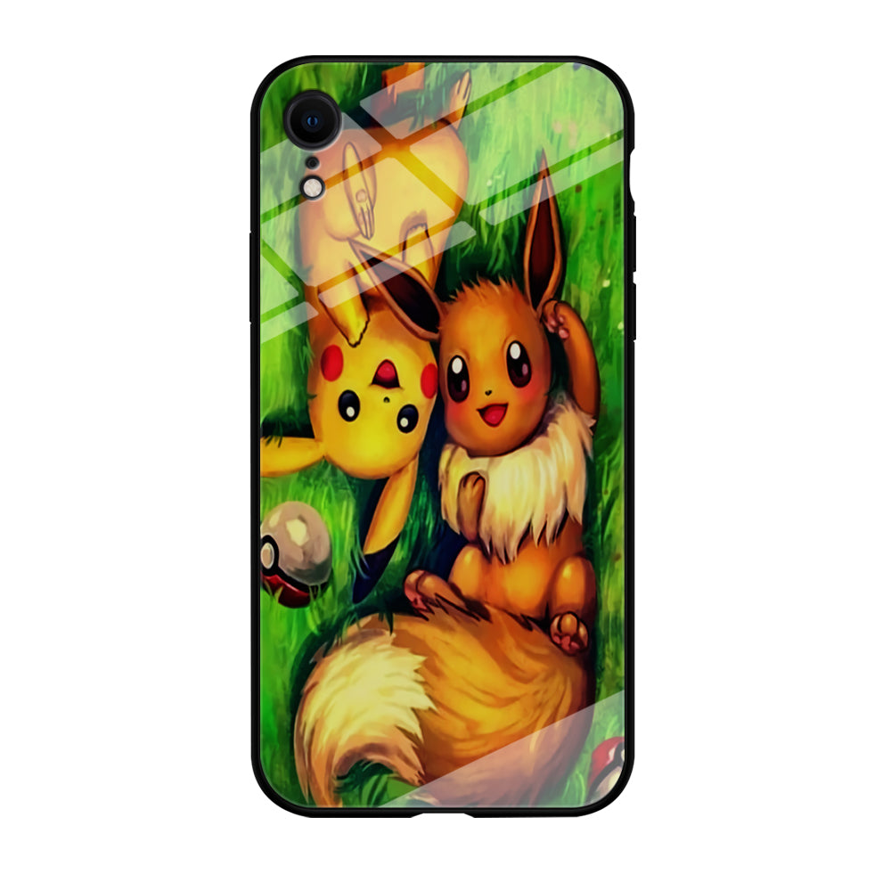 Pokemon Eevee and Pikachu iPhone XR Case-Phone Case-Tempered Glass Case-Altracase