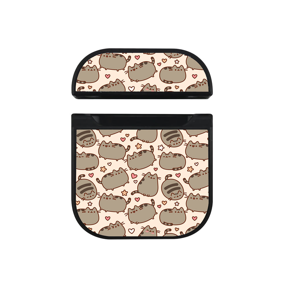 Pusheen The Cat Pattern Hard Plastic Case Cover For Apple Airpods-AirPod Case-Black-Altracase
