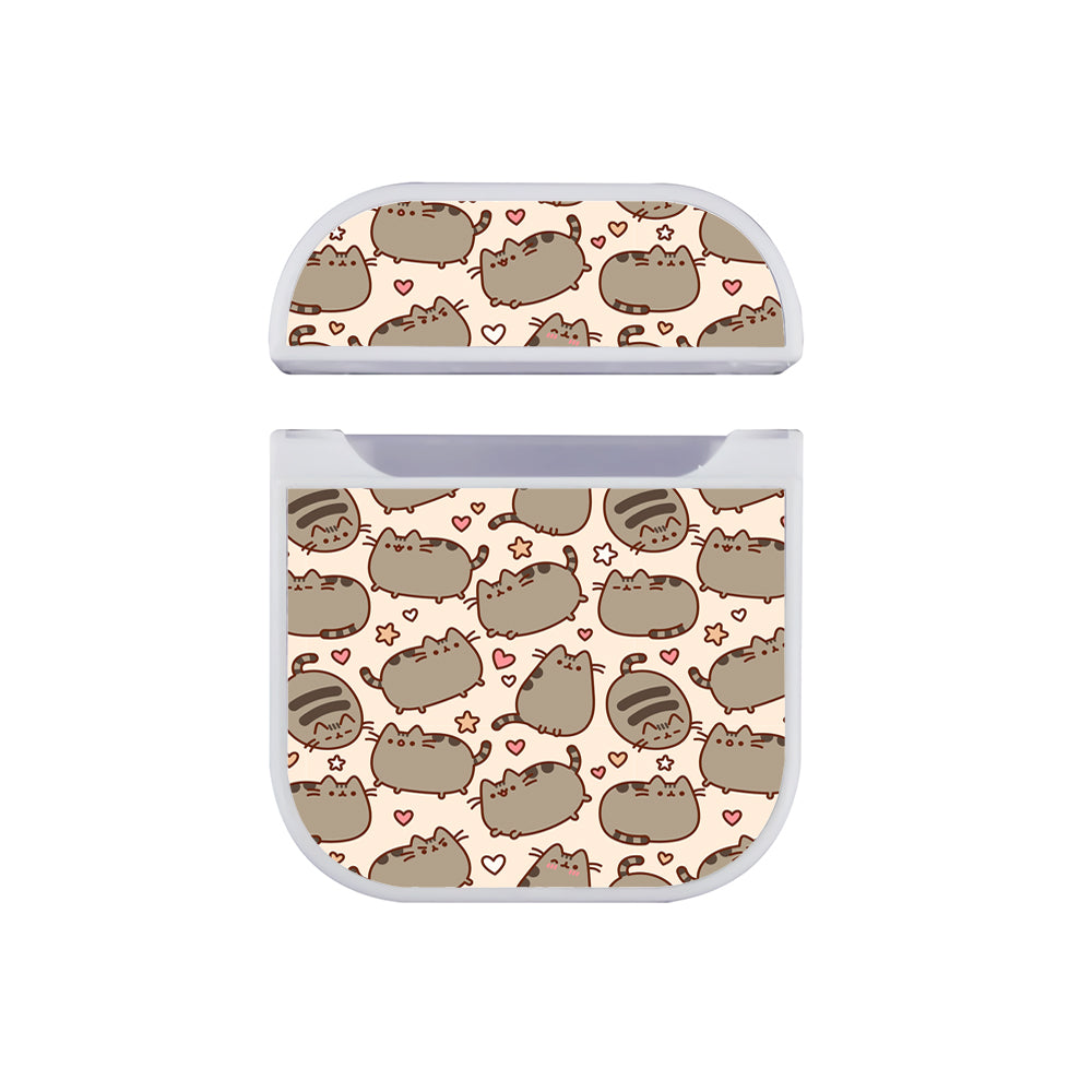 Pusheen The Cat Pattern Hard Plastic Case Cover For Apple Airpods-AirPod Case-White-Altracase