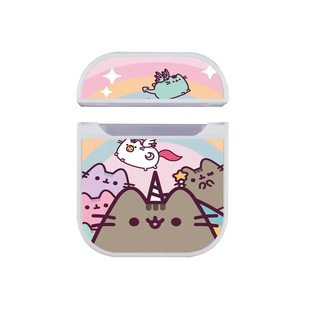 Pusheen The Cat Rainbow Hard Plastic Case Cover For Apple Airpods-AirPod Case-White-Altracase