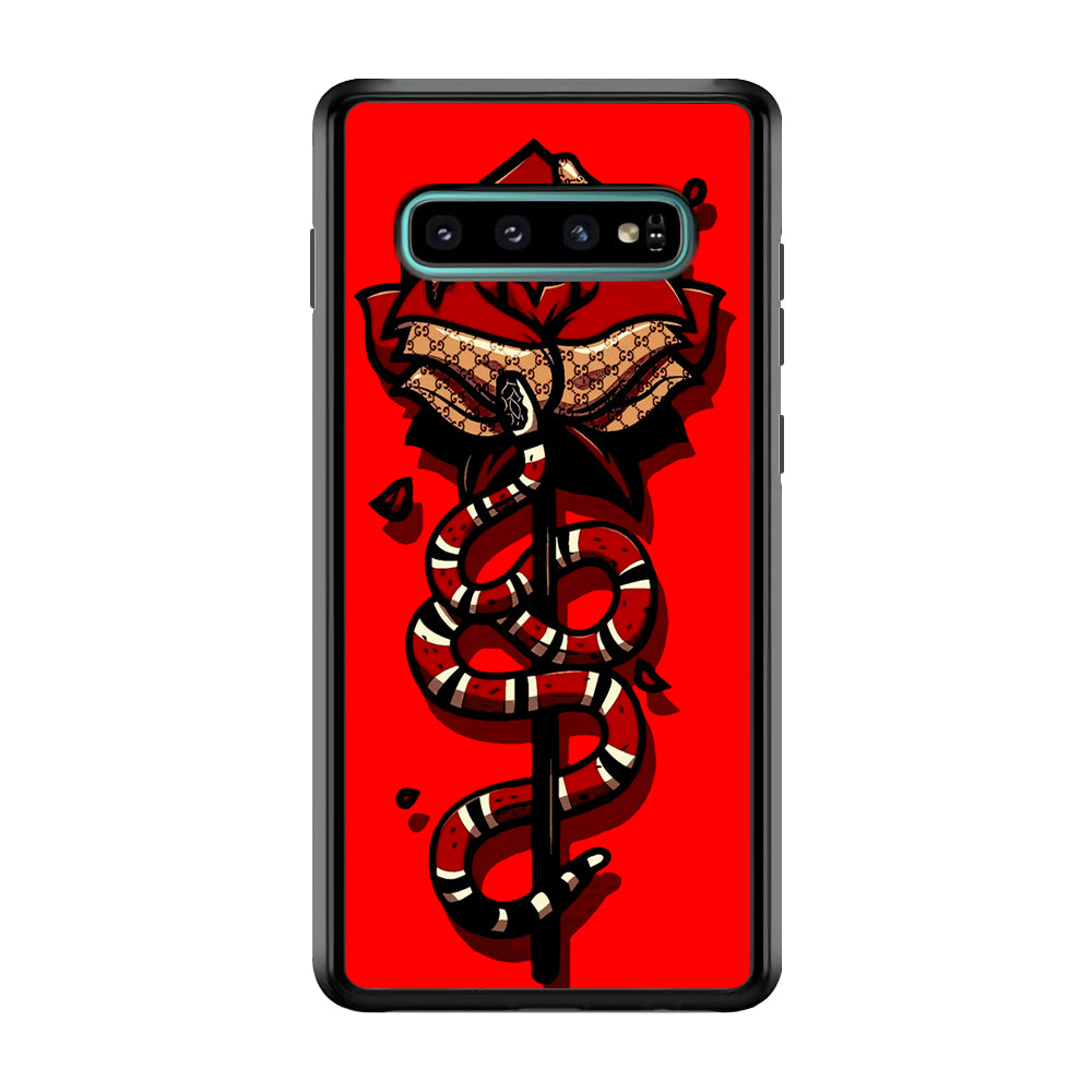 Red Rose Red Snake Samsung Galaxy S10 Case-Phone Case-Rubber Black (2D Case)-Altracase