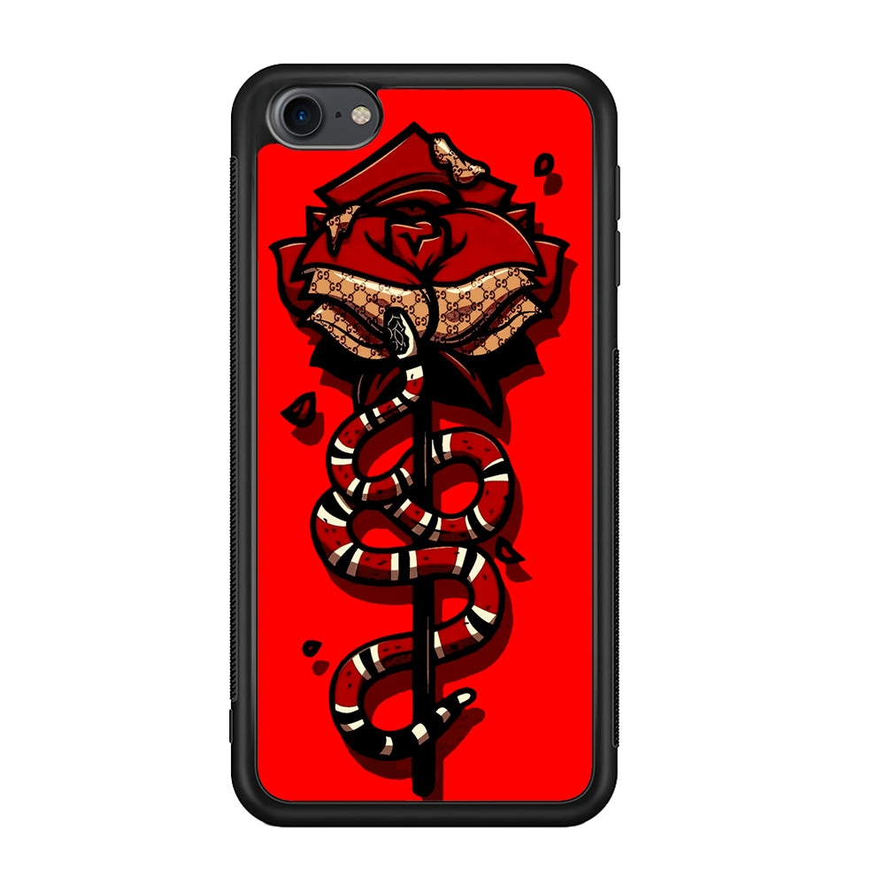Red Rose Red Snake iPod Touch 6 Case-Phone Case-Rubber Black (2D Case)-Altracase