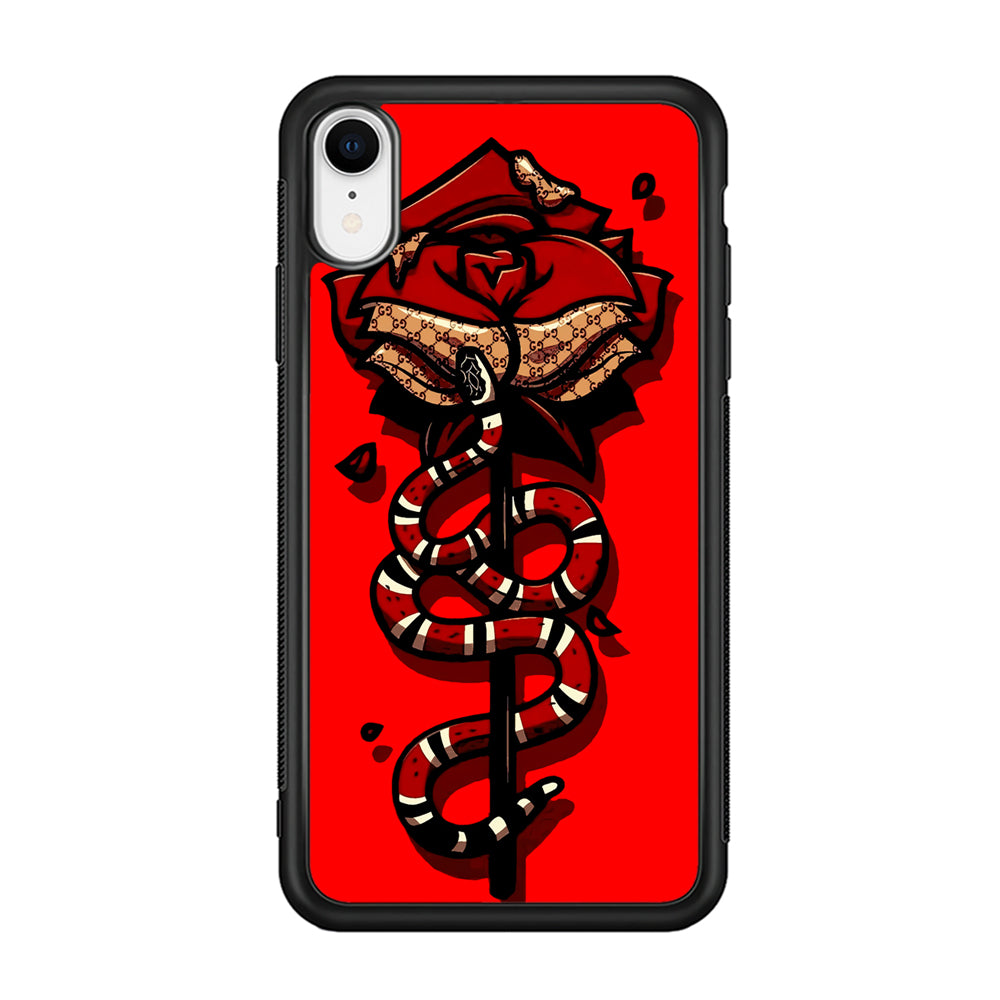 Red Rose Red Snake iPhone XR Case-Phone Case-Rubber Black (2D Case)-Altracase