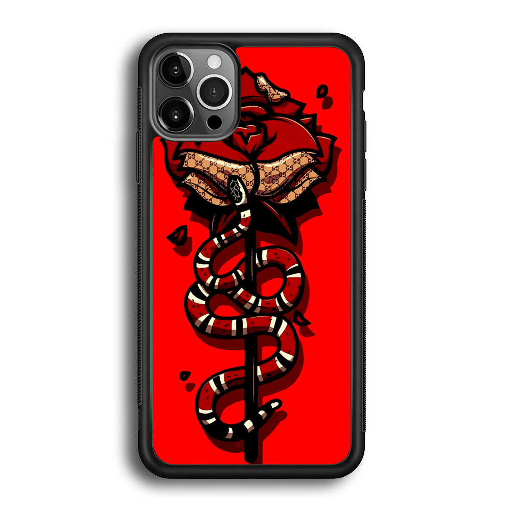 Red Rose Red Snake iPhone 12 Pro Max Case-Phone Case-Rubber Black (2D Case)-Altracase