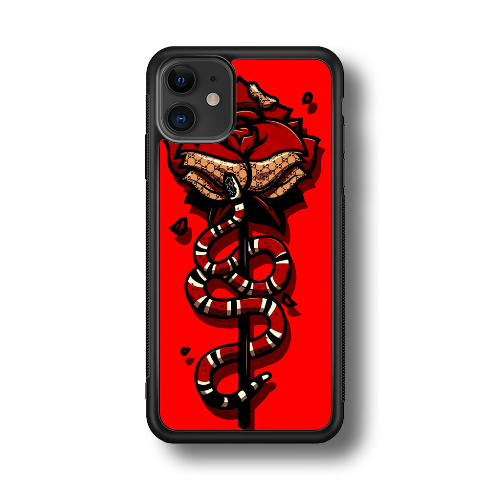 Red Rose Red Snake iPhone 11 Case-Phone Case-Rubber Black (2D Case)-Altracase