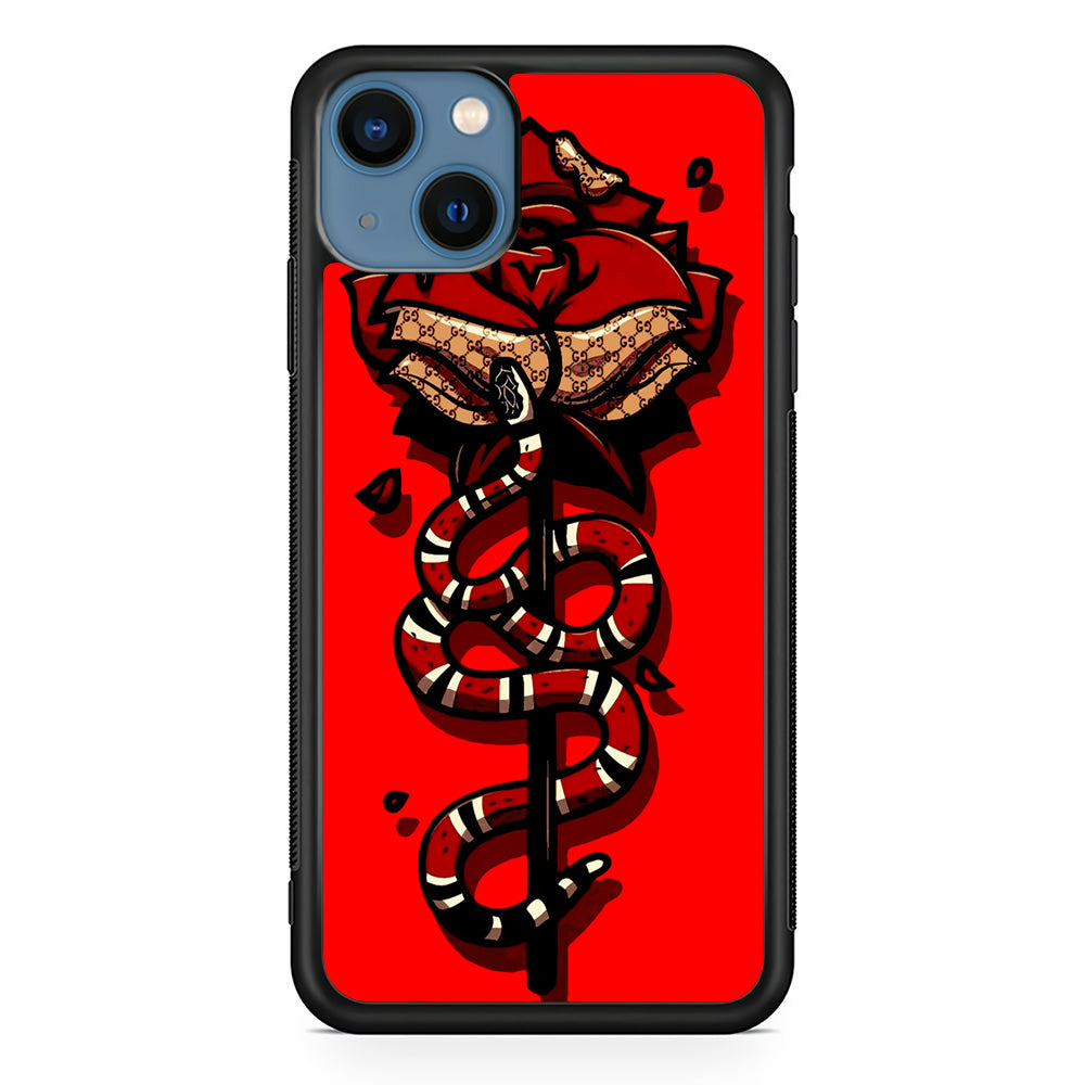 Red Rose Red Snake iPhone 13 Mini Case-Phone Case-Rubber Black (2D Case)-Altracase
