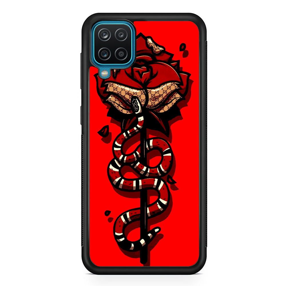 Red Rose Red Snake Samsung Galaxy A12 Case-Phone Case-Rubber Black (2D Case)-Altracase