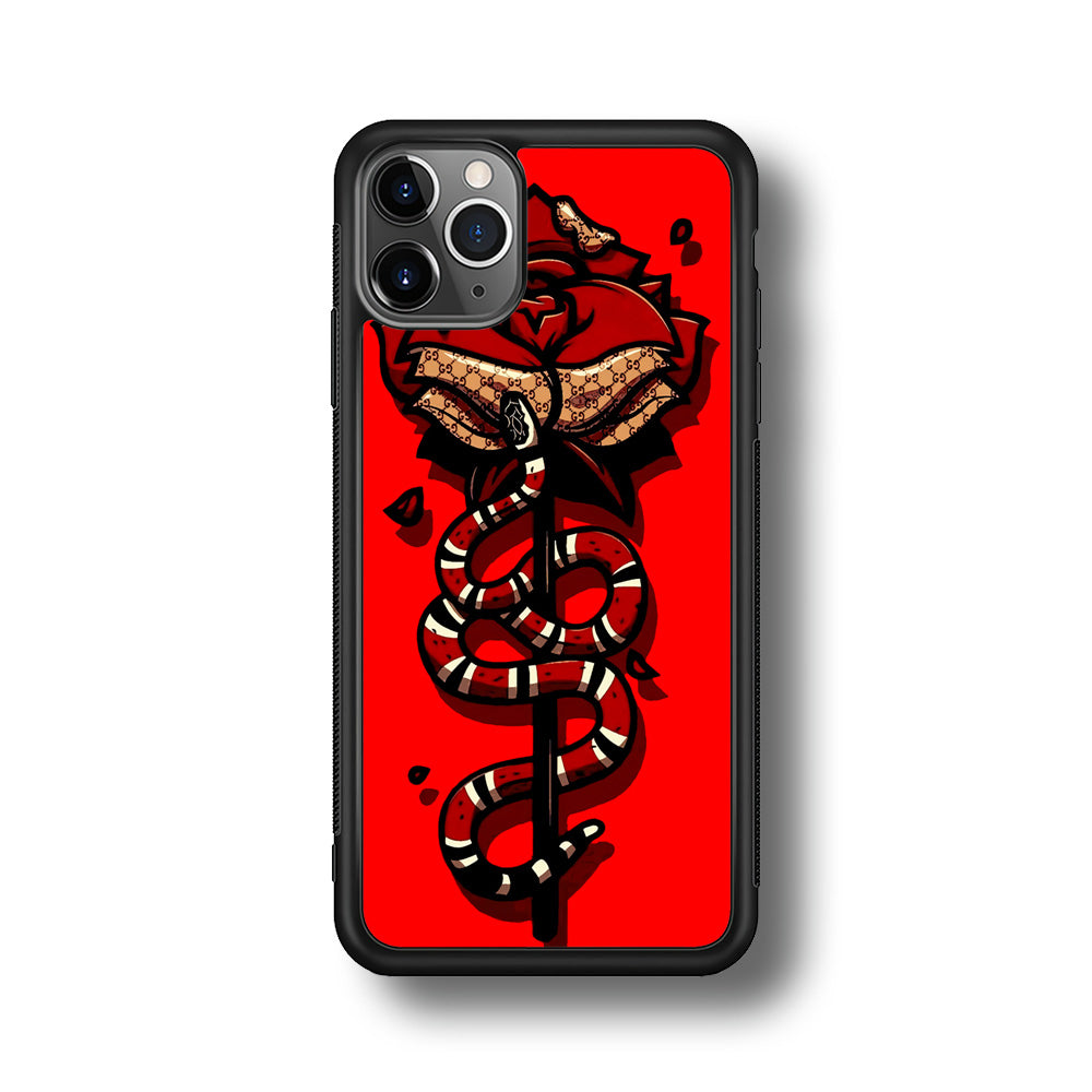 Red Rose Red Snake iPhone 11 Pro Max Case-Phone Case-Rubber Black (2D Case)-Altracase
