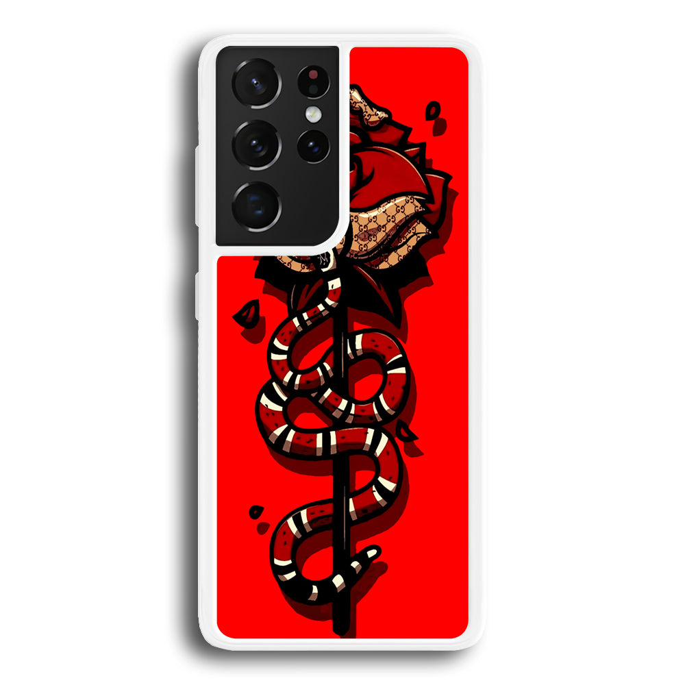Red Rose Red Snake Samsung Galaxy S21 Ultra Case-Phone Case-Rubber White (2D Case)-Altracase