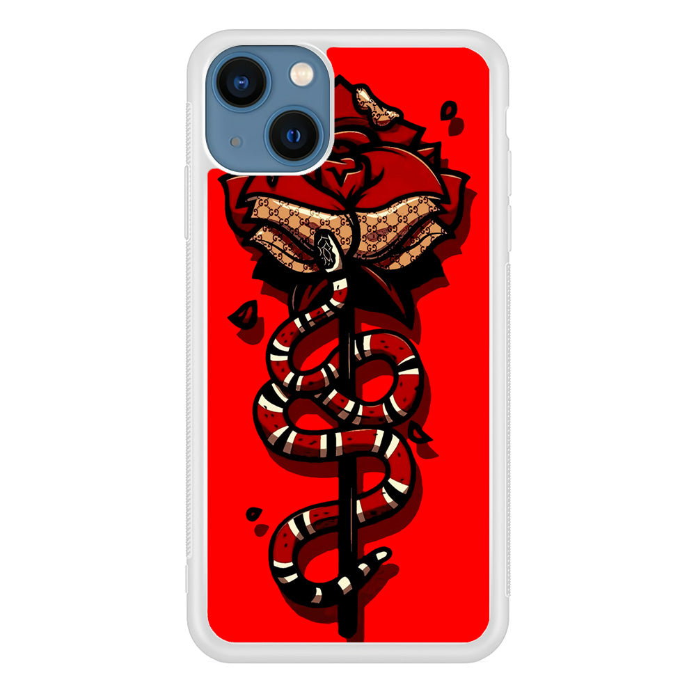 Red Rose Red Snake iPhone 13 Mini Case-Phone Case-Rubber White (2D Case)-Altracase