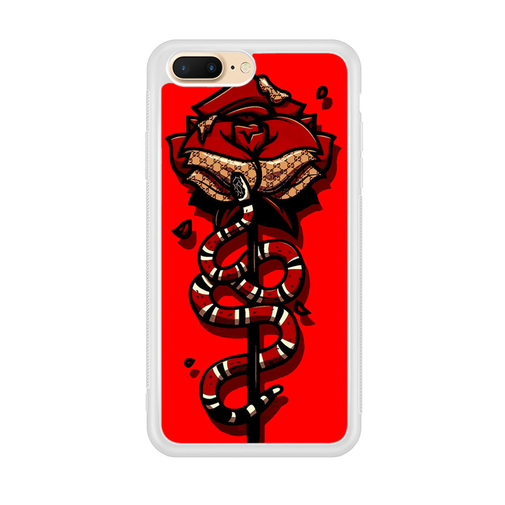 Red Rose Red Snake iPhone 8 Plus Case-Phone Case-Rubber White (2D Case)-Altracase
