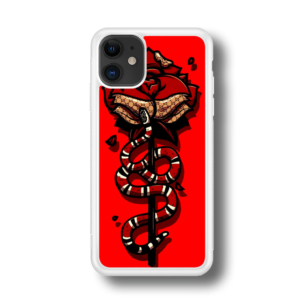 Red Rose Red Snake iPhone 11 Case-Phone Case-Rubber White (2D Case)-Altracase