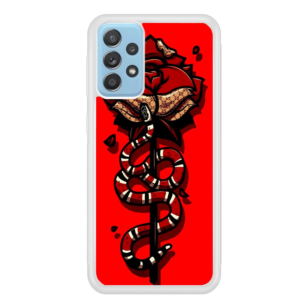 Red Rose Red Snake Samsung Galaxy A72 Case-Phone Case-Rubber White (2D Case)-Altracase
