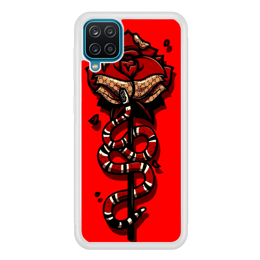 Red Rose Red Snake Samsung Galaxy A12 Case-Phone Case-Rubber White (2D Case)-Altracase