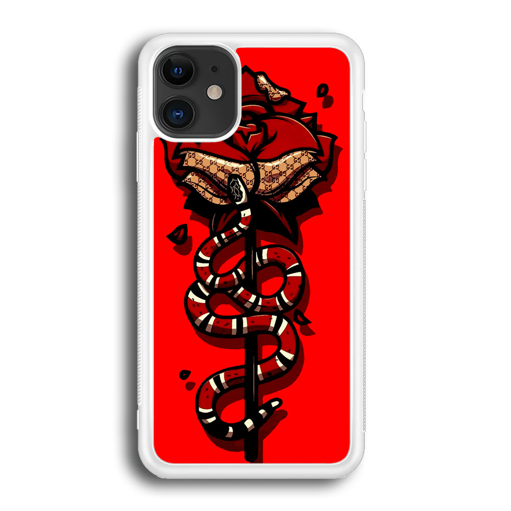 Red Rose Red Snake iPhone 12 Mini Case-Phone Case-Rubber White (2D Case)-Altracase