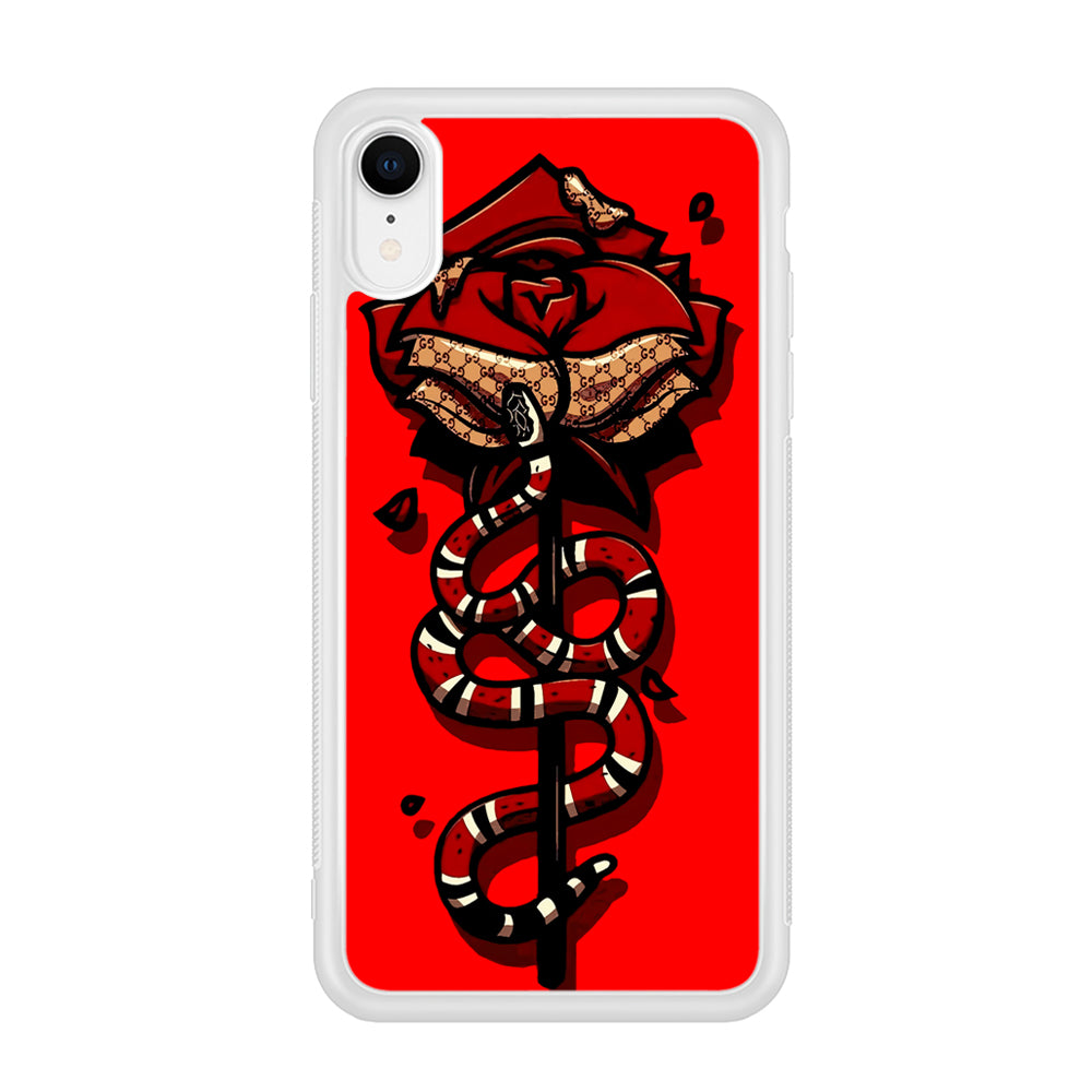 Red Rose Red Snake iPhone XR Case-Phone Case-Rubber White (2D Case)-Altracase