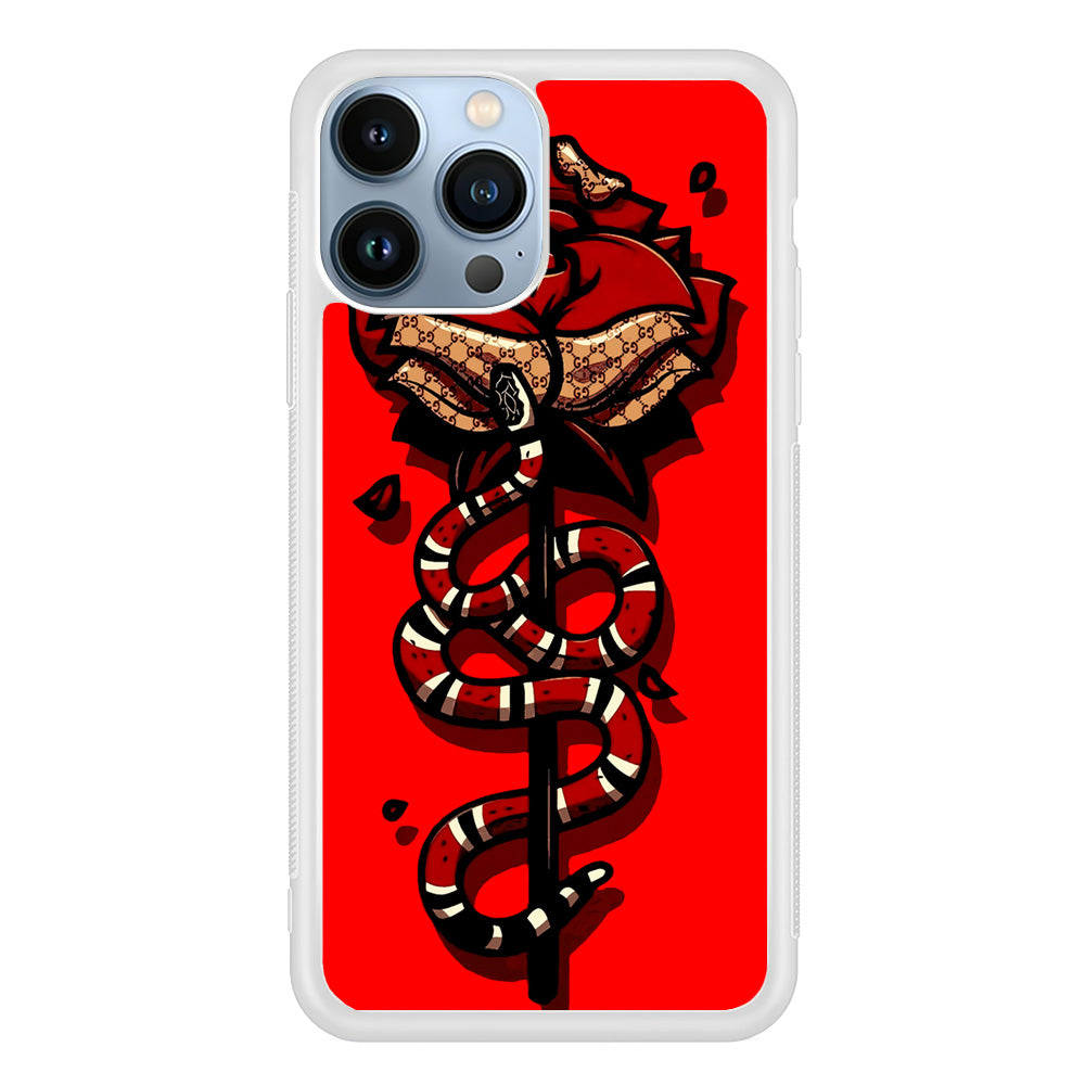 Red Rose Red Snake iPhone 15 Pro Max Case-Phone Case-Rubber White (2D Case)-Altracase